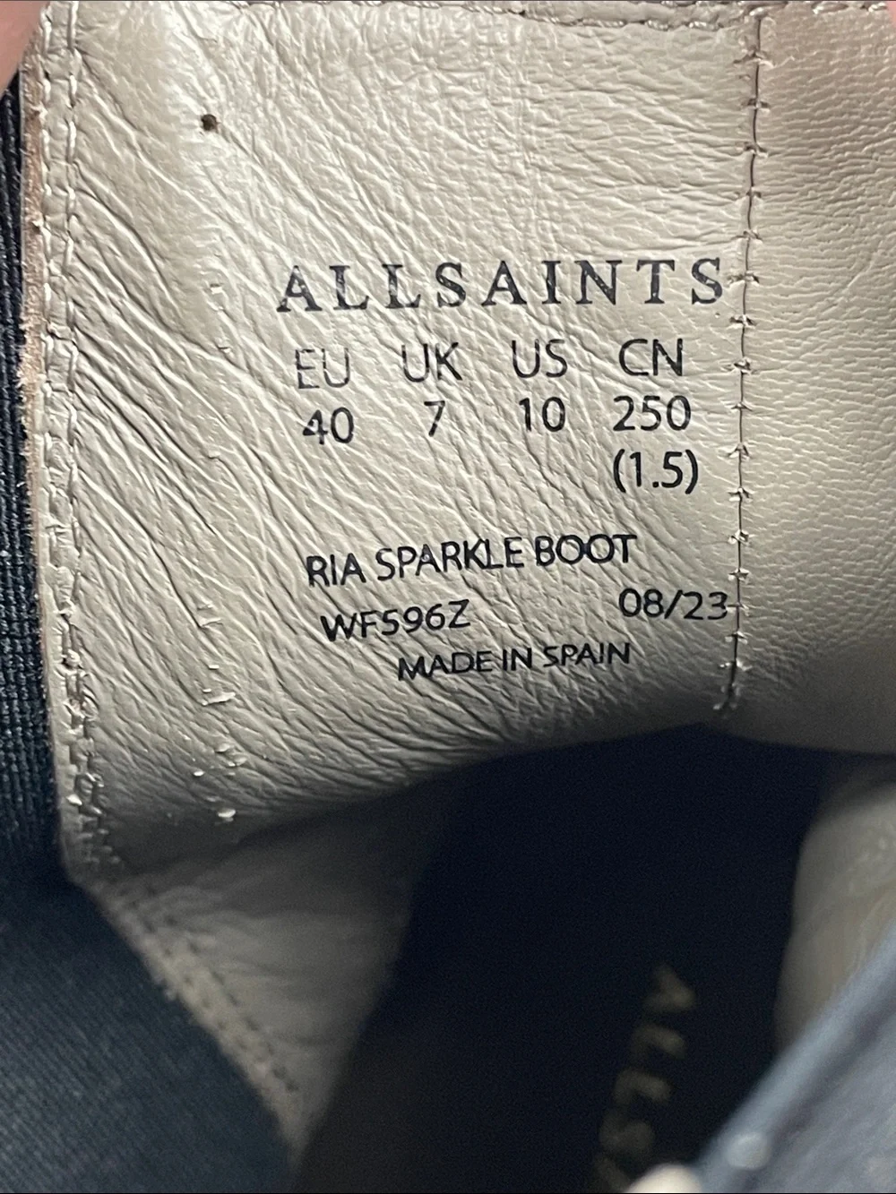 New All Saints Ria Sparkle Boot Glitter Wedge Heeled Chelsea Sz 10
